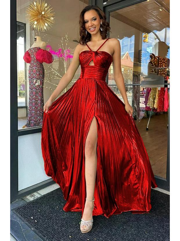 European and American Women s Sleeveless Sexy Evening Gown with Slit, Hot Stamping, and Open Back - Style 8120. XL