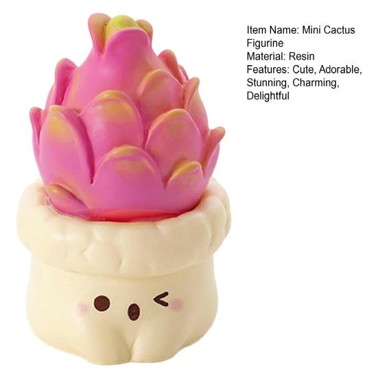 Mini Figurine Cactus Mignon en Résine Ornement Miniature Plante en Pot Petite Plante Cactus Artificiel Faux pour Tableau de Bord de Voiture Bureau à Domicile