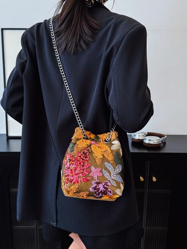 Borsa Busta in PVC Glitterata con Catena per Uso Quotidiano