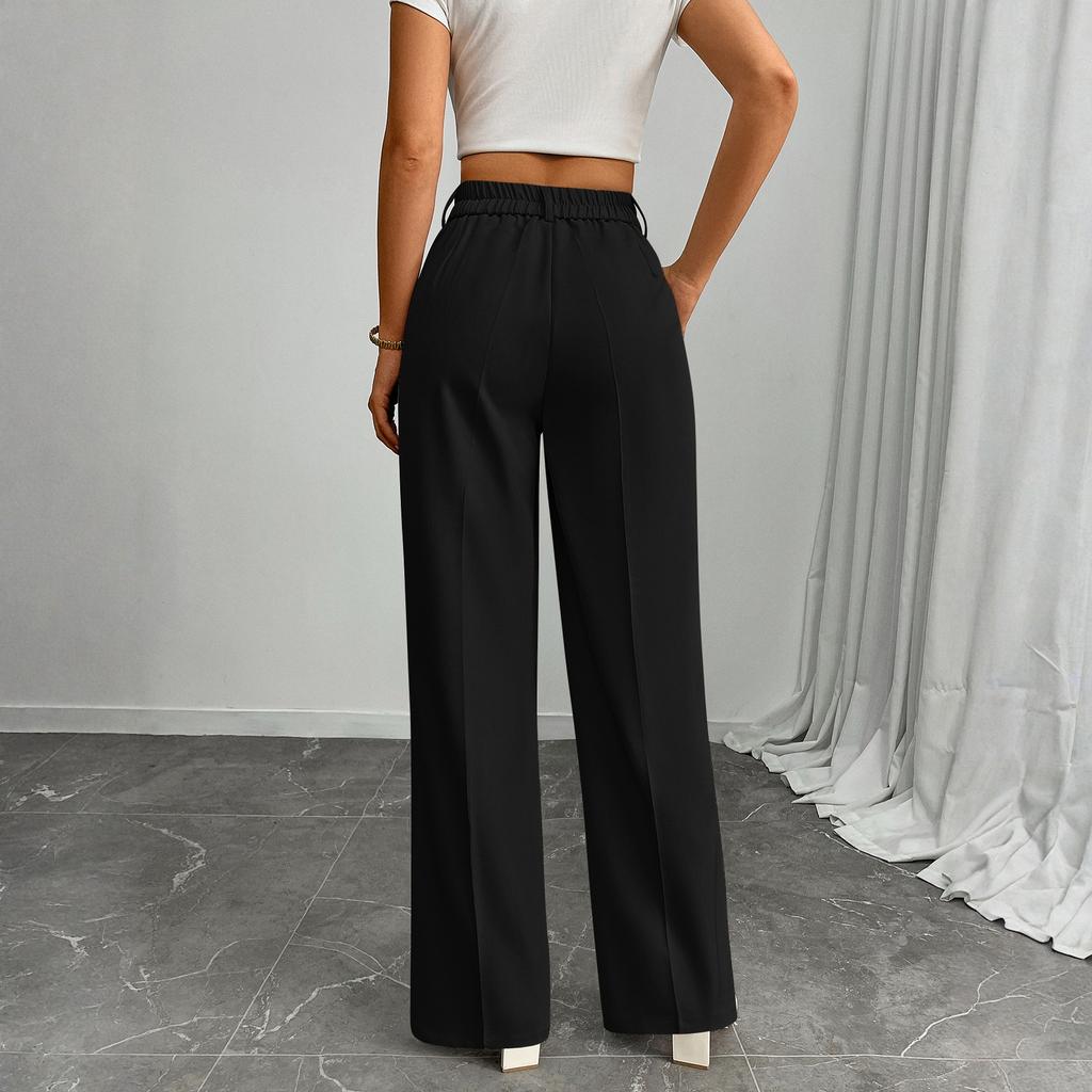 Women's Casual Business High-Waisted Loose Straight Wide-Leg Suit Pants