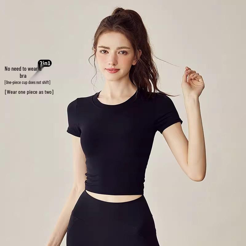 Women's Backless Pilates Yoga Suit - Short-Sleeved Fitness Top.