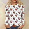 Women's Fashion Casual Long Sleeve  Print Round Neck Top