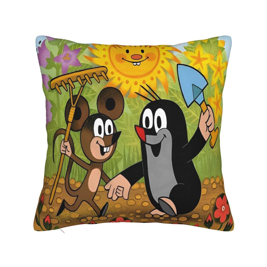 Federa Cuscino Cartone Animato La Talpa Animale Merch Copricuscino Stampato Copricuscini Decorazioni per Auto con Zip Varie Misure