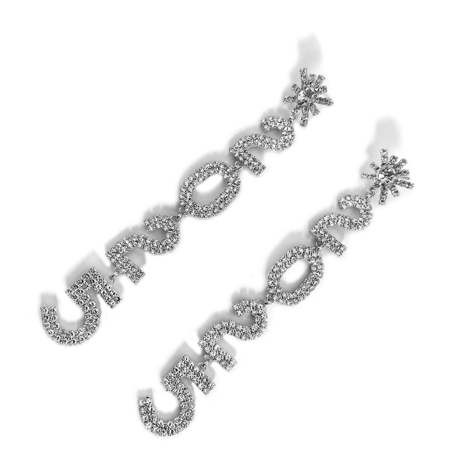 

Модные серьги-цифры 2025 года с подвесками из горного хрусталя, текстура сплава, подходящая для стильного банкета и вечеринки