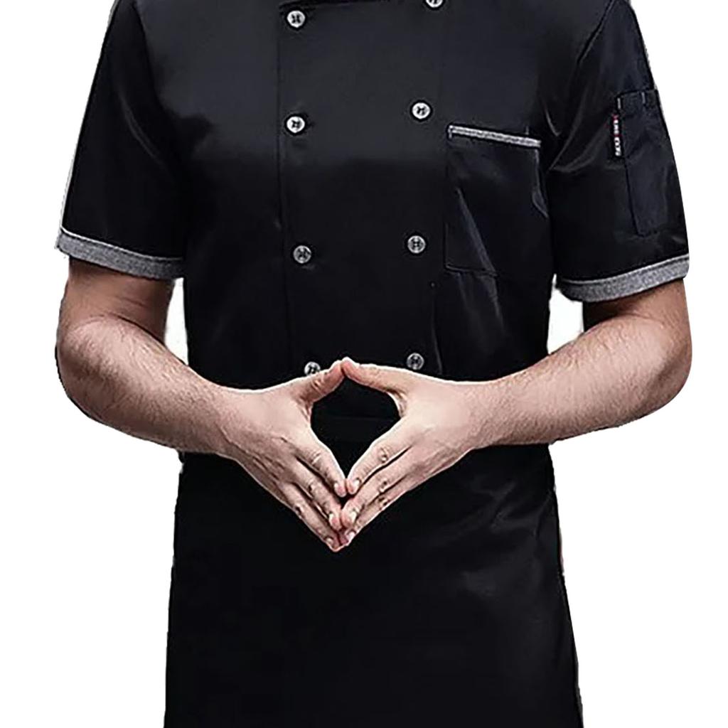 Chef Short Sleeve Breathable Mesh High Temperature Resistant Button Design Easy Washing Cotton Men