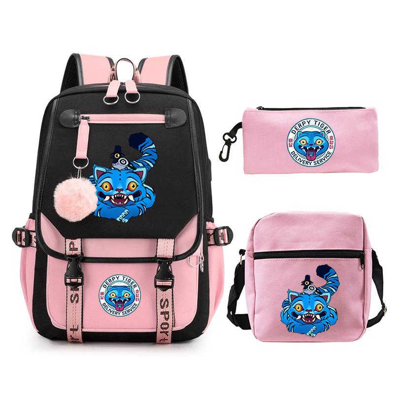 Animation Cartoon Printing High-Value Student School Bag Children'S Shoulder Backpack Pencil Bag Three-Piece Set