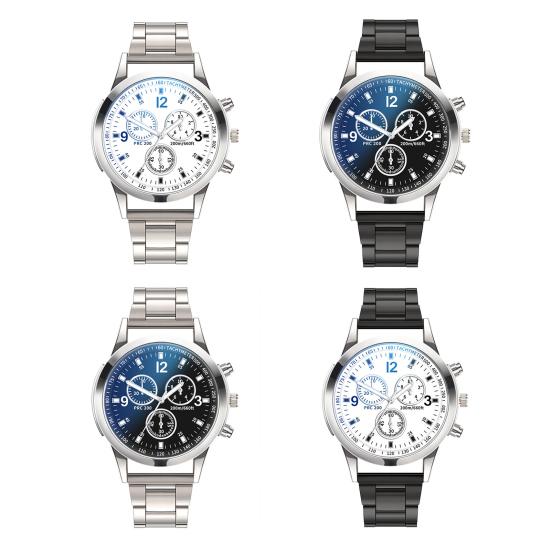 Men Dress Watch Analog Quartz Watch with Three Sub-Dials Stainless Steel Wristwatch for Husband Boyfriend Father Business Date
