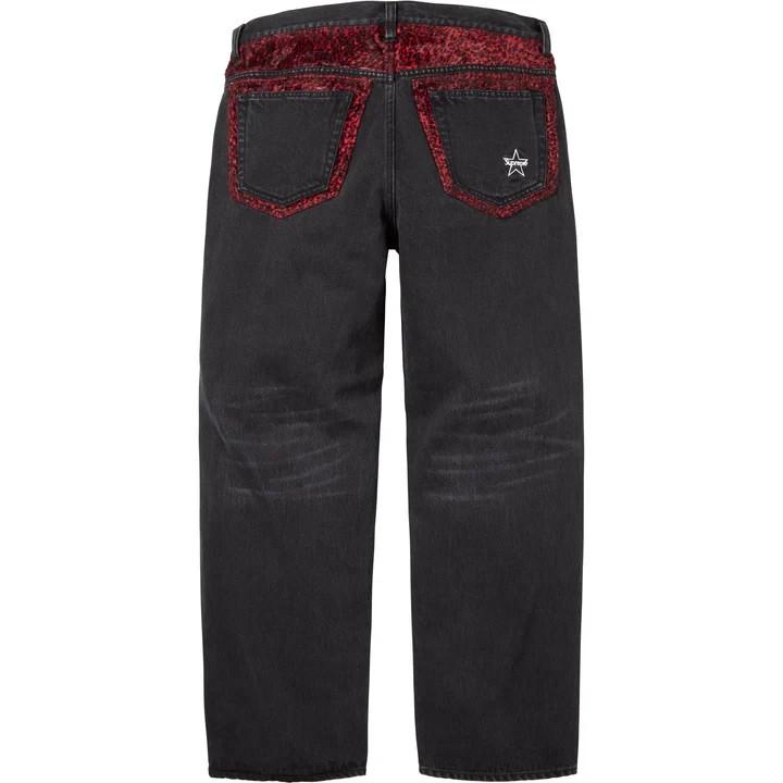 Supreme Leopard Faux Fur Loose Fit Jean Washed Black