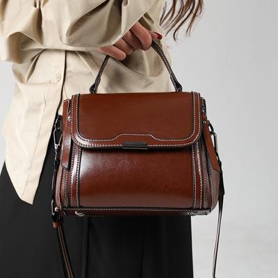 Leather Women's Bags Women's New Messenger Bags Women's Commuter Bags Summer New Bags Portable Shoulder Bags Women