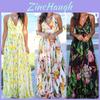Elegant Women's Boho Long Maxi Dress With Floral Prints For Summer Parties And Beach Events