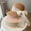New Straw Hat Women's Big Eaves Seaside Sunshade Sunscreen Beach Hat Fashion Lace Bow Sun Hat