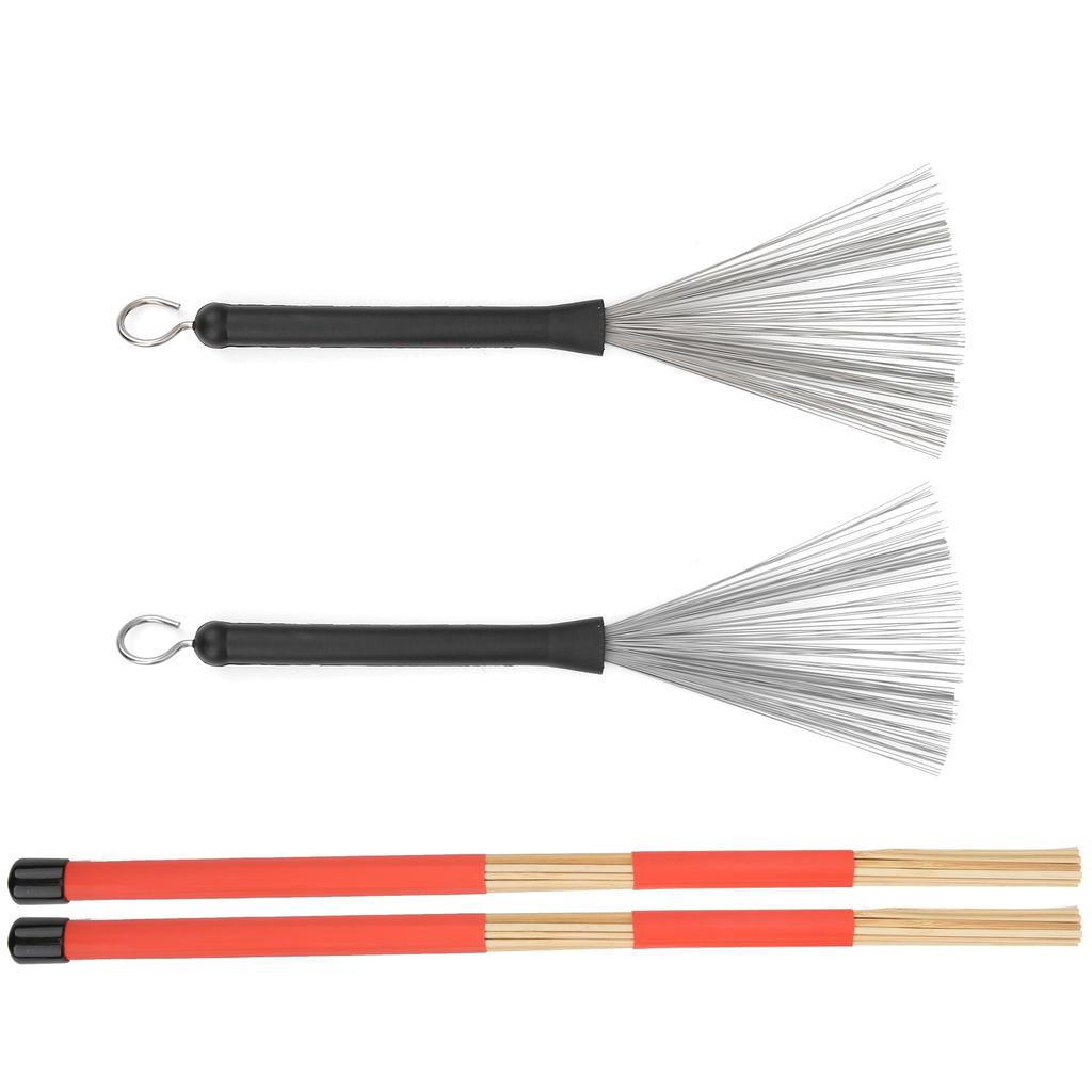 Drum Stick Brush Set Jazz Retractable Metal Wire 19 Beam Rod + Plush Bag Percussion Accessories