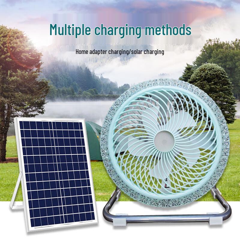 Rechargeable Solar LED Outdoor Fan with Light