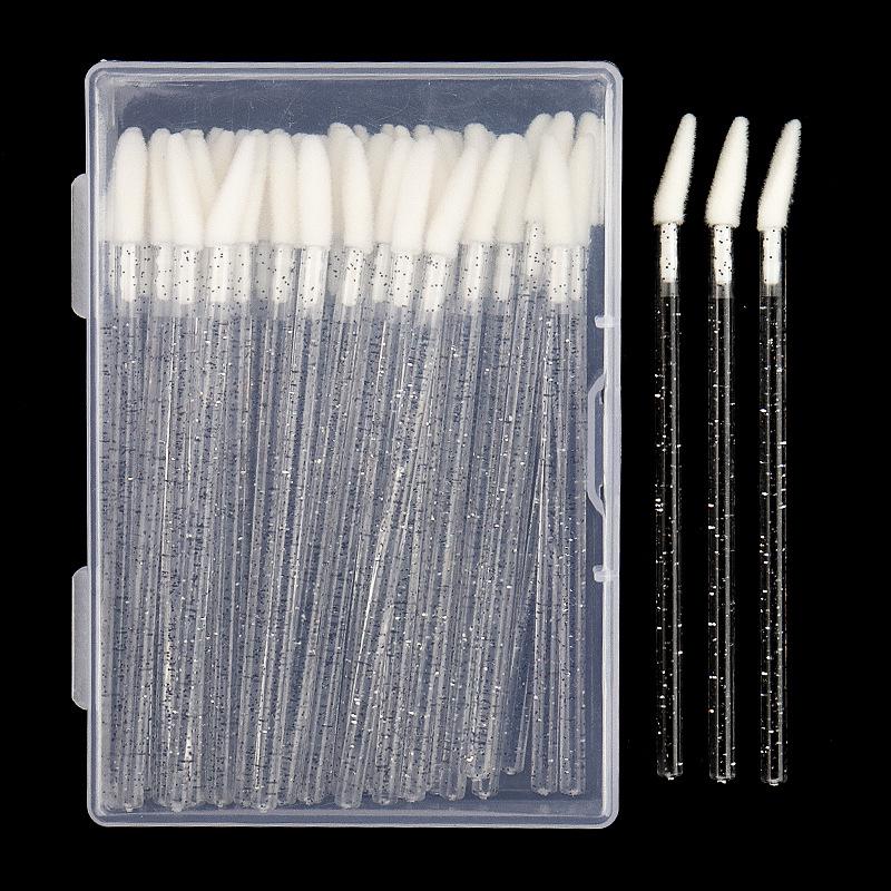50 Stück Nylon Lippenpinsel Make-up Werkzeuge mit Kristallgriff