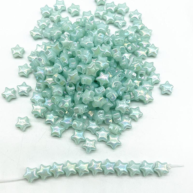 50pcs 10mm AB Colourful Five-pointed Star Acrylic Loose Spacer Beads for Jewelry Making DIY Handmade Bracelets Accessories