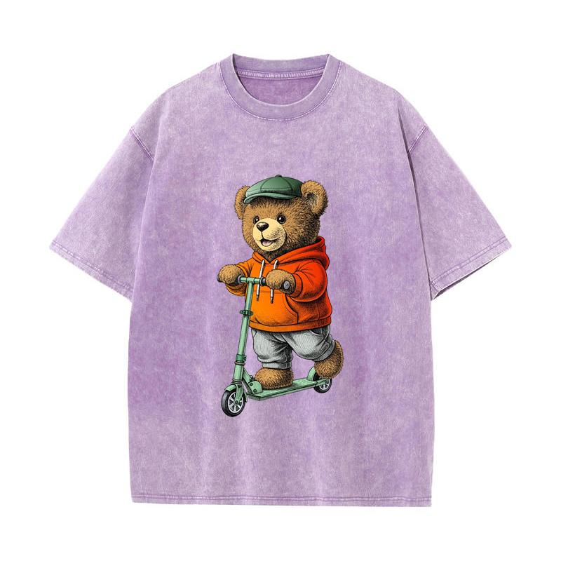SX-16 MINISO 2026 Summer Vintage Wash Printed Pure Cotton Shoulder Style Men's and Women's Round Neck Short Sleeved Couple T-shirt