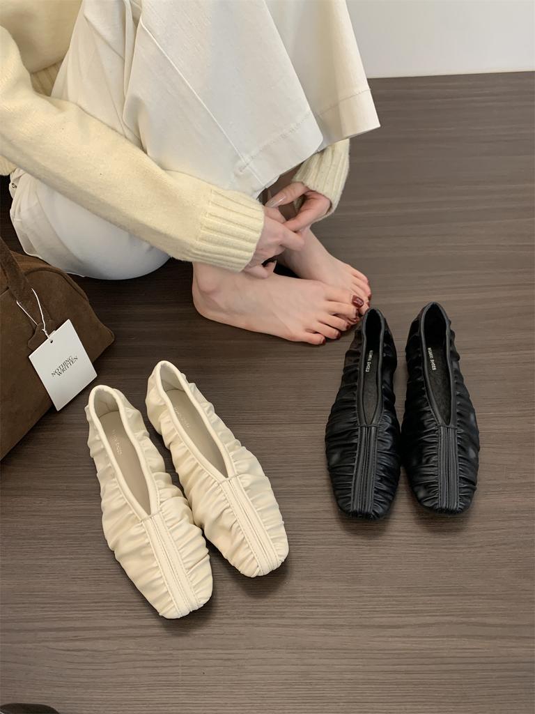 Pleated Ballet Flats For Women Dancing Shoes Comfort Ballet Shoes Female Casual Daily Loafers Moccasins Femme Zapatos De Mujer
