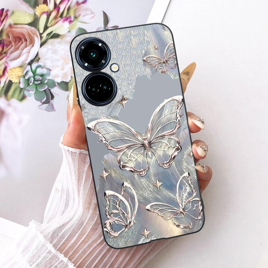 For Tecno Camon 19 Pro 19 Neo Camon19 4G Phone Case Matte Soft TPU Bumper Cover Cool Cartoon Luxury Butterfly Flower Funda