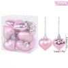Christmas Plastic Heart Ornaments Hanging Decorations for Xmas Tree Home Festive Party Supplies Love Shape Ornaments with String