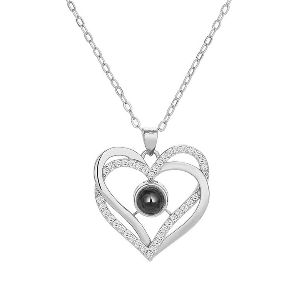 Love Shaped Projection Necklace For Women, European And American DIY Valentine's Day Gift