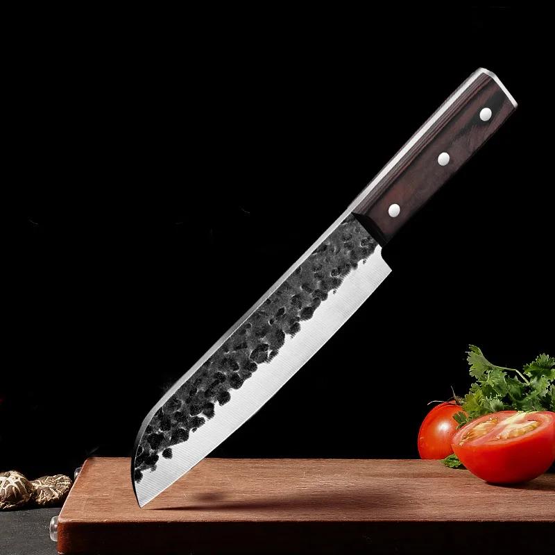 Longquan forged kitchen knife household kitchen manganese steel tool set slicing knife chopping knife bone knife