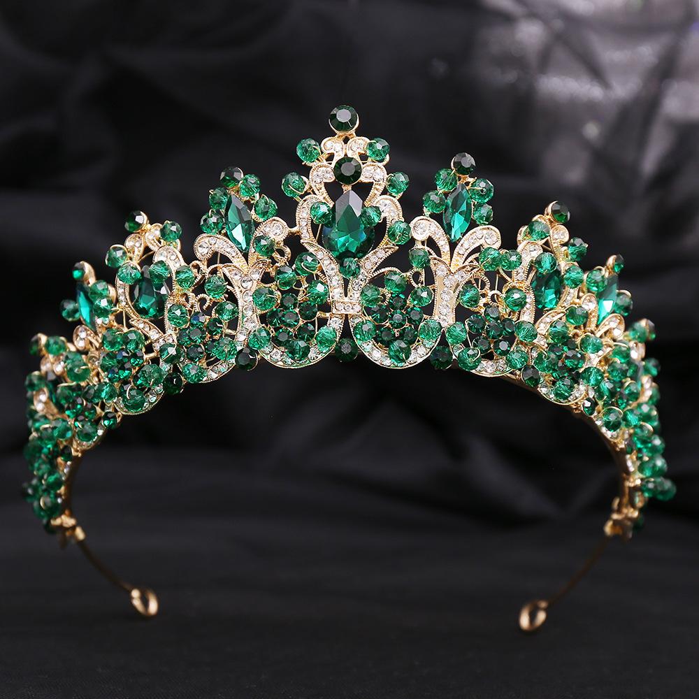 European Crystal Diamond Handmade Gypsophila Hair Accessories Headband Baroque Beaded Beauty Leaf Bridal Crown