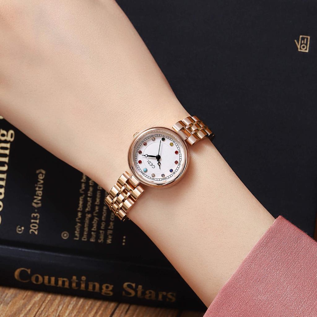 Creative High-end Colored Diamond Disc Women's Niche Light Luxury High-value Waterproof Stainless Steel Quartz Watch