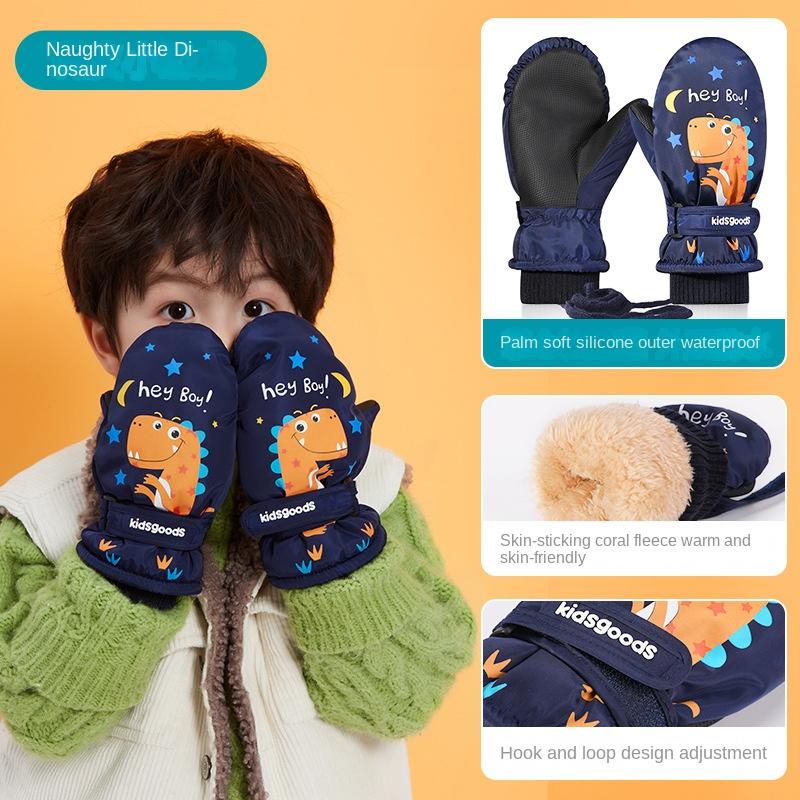 

Зимние детские лыжные перчатки для улицы, ветрозащитные, с флисовой подкладкой, с мягкой подкладкой, сохраняют тепло Size M (6-12 Years Old) синий