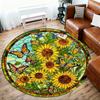 1pc Sunflower Butterfly Pattern Office Round Rugs, Under Chair Round Rugs for Living Room, Bedroom, Bathroom Decoration Carpet 091837