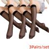 3pairs SET NEW Fashion Women's Ultra Thin Transparent Mid-Calf Glass Silk Socks Sheer Stockings for Women JK Lolita Gothic Girls