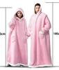 180cm Super Long Flannel Blanket Pyjamas with Sleeves Winter Hoodies Sweatshirt Women Men Pullover Fleece Giant Oversized Outdoo