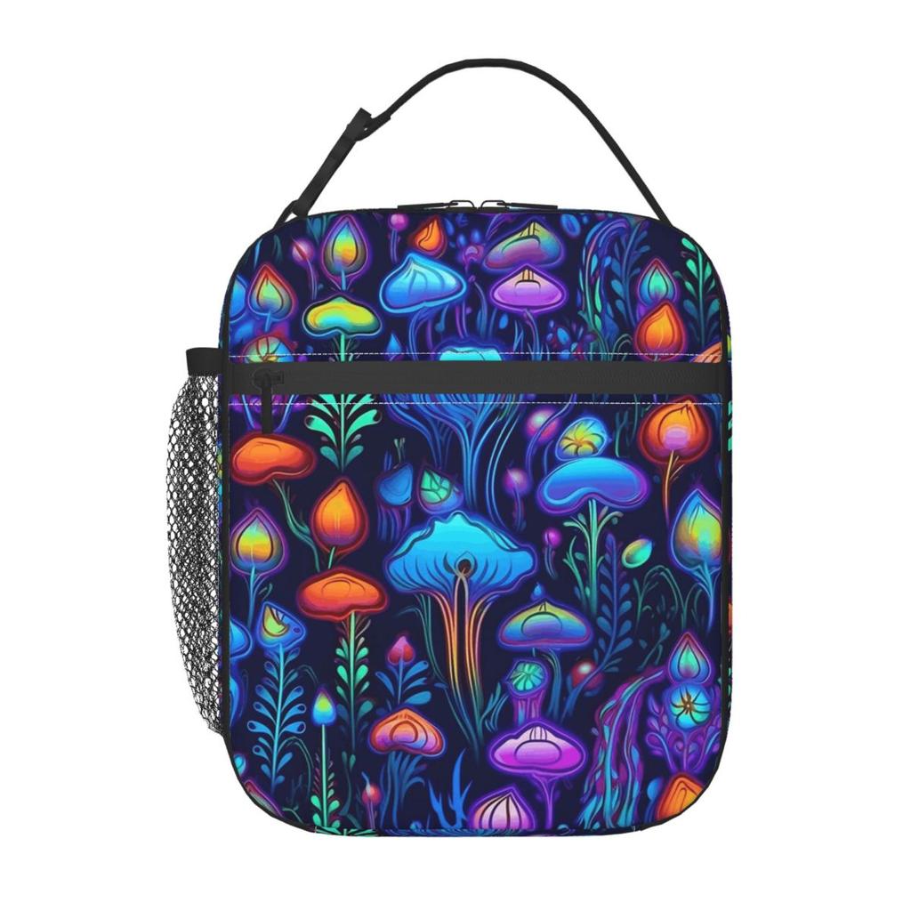 Elf Mushroom Luminescence Pattern Insulated Lunch Bag for Women Kids Leakproof Food Boxes Thermal Lunch Box Tote