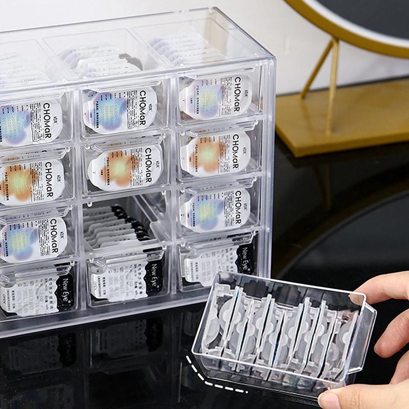 Beauty Contact Lens Storage Box Daily Disposable Contact Lens Cabinet Multi-Grid Large Capacity Eye Rack Transparent Storage Box