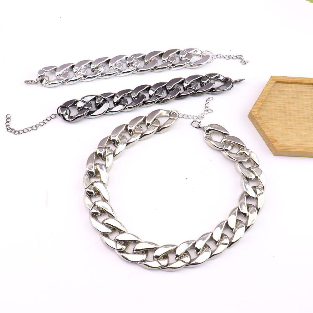 Fashion Big-Name Trendy Product Gold-Plated Ccb Thick Chain Versatile Bracelet Necklace Set N752