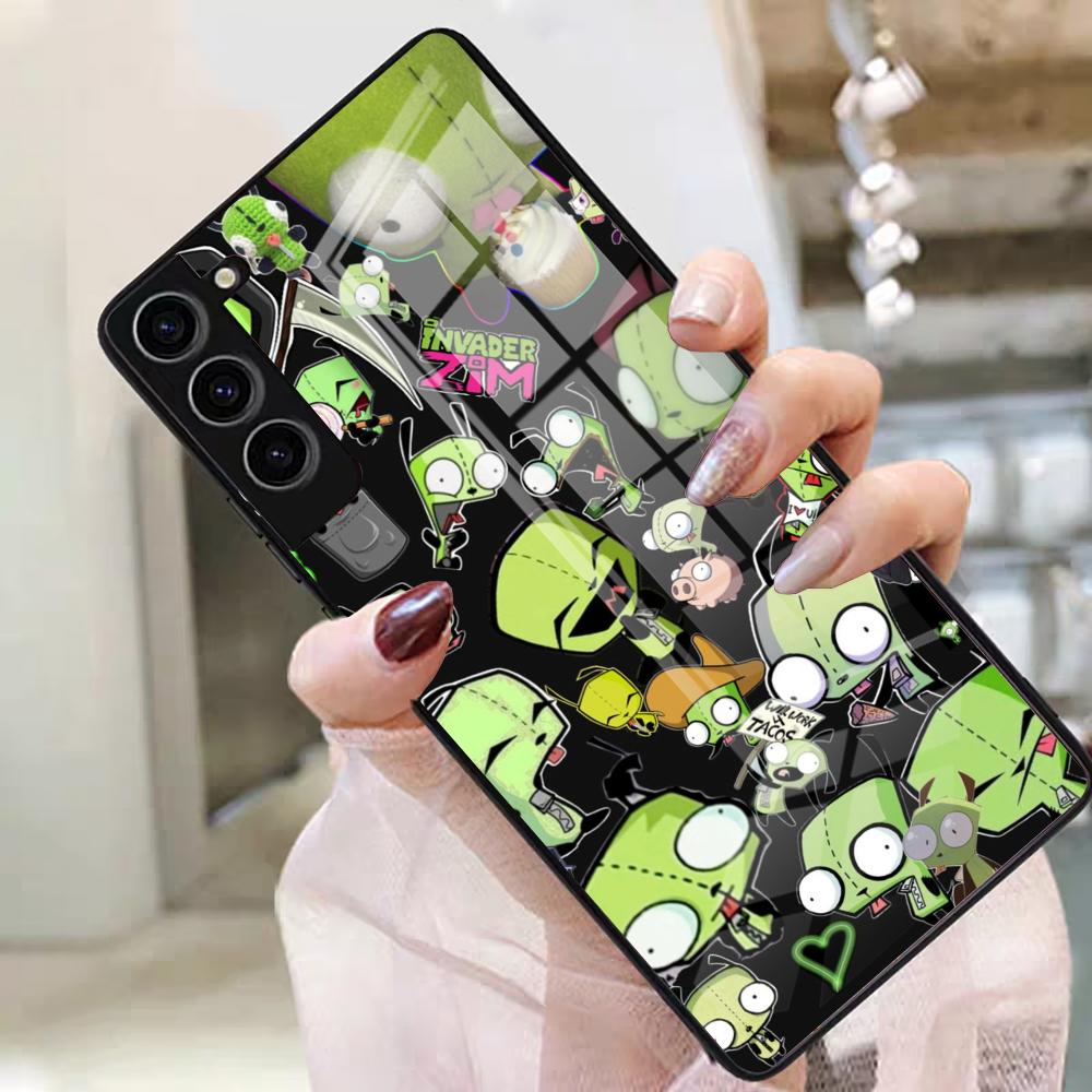 

Чехол для телефона Invader Zim для Samsung S25 Edge Ultra S23 S22 S21 S20 Ultra Plus S24 Fe A54 A53 A25 Стеклянная крышка Samsung S21 FE