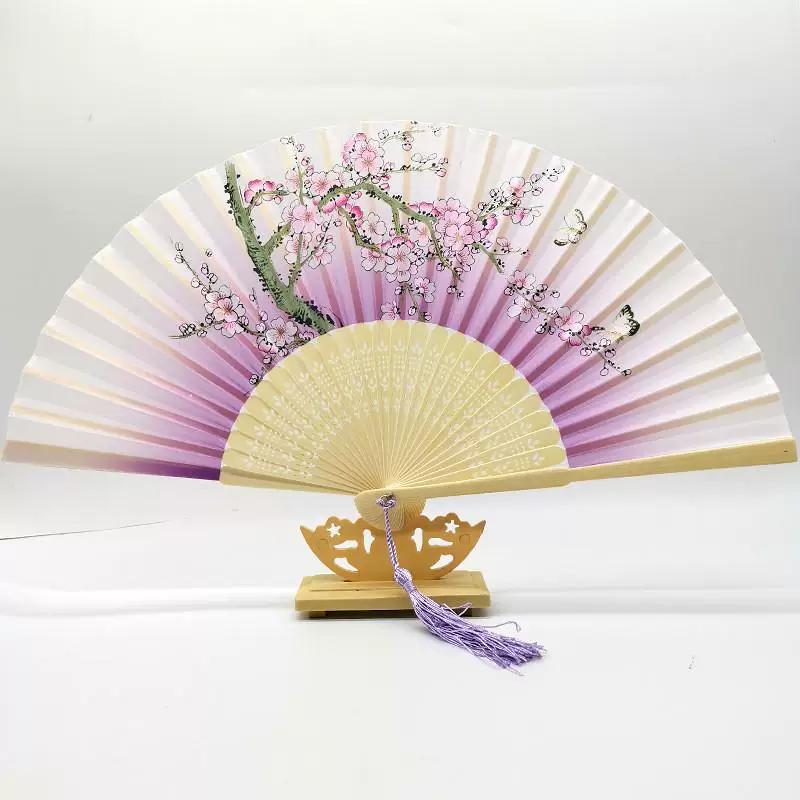 Chinese Style Folding Fan for Men, Portable, Retro Style, Classical, Traditional Hanfu, Black and Green, Bamboo Design