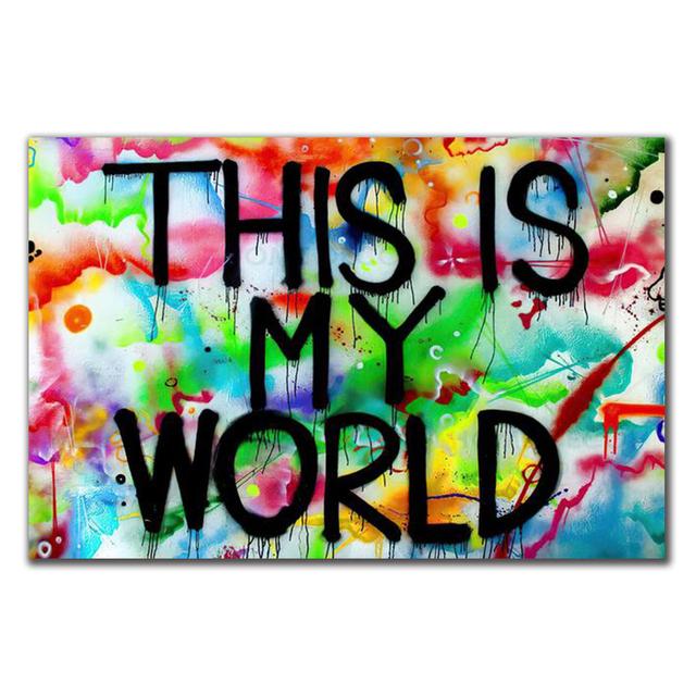 

Это мой мир, граффити, мотивационная картина на холсте, лозунги, постеры, принты, настенная художественная картина для гостиной, Настенный декор, Cuadros 21*30cm