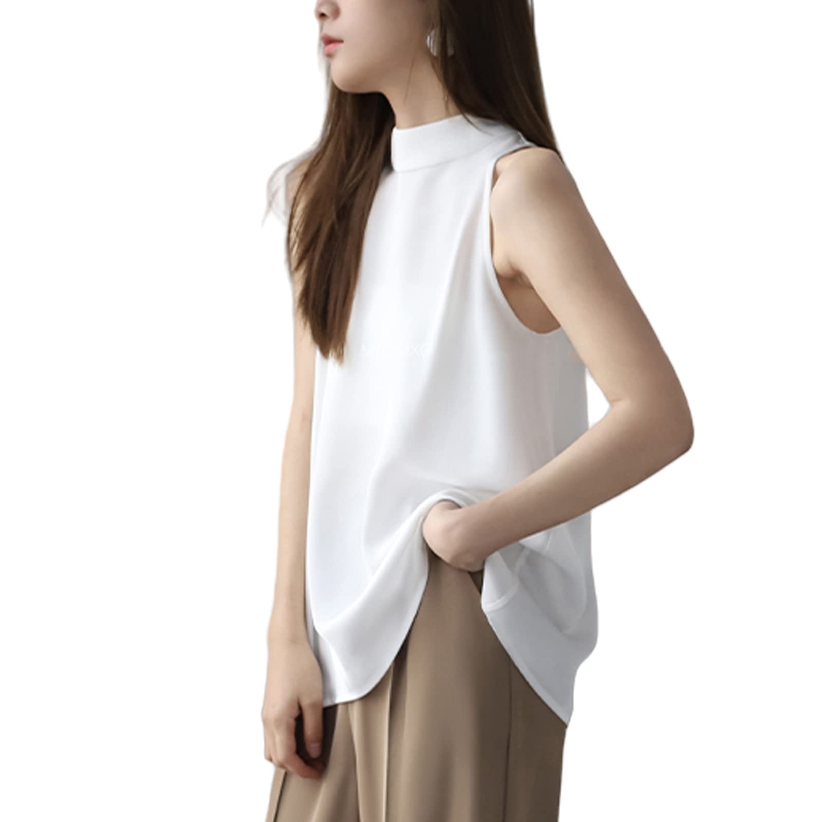 

xppe Sleeveless Halter Neck Tank Chiffon Shirt with Refreshing Ribbon and High Solid Elegant Cooling Perfect for Going and Elegant Summer Women s Top, белый