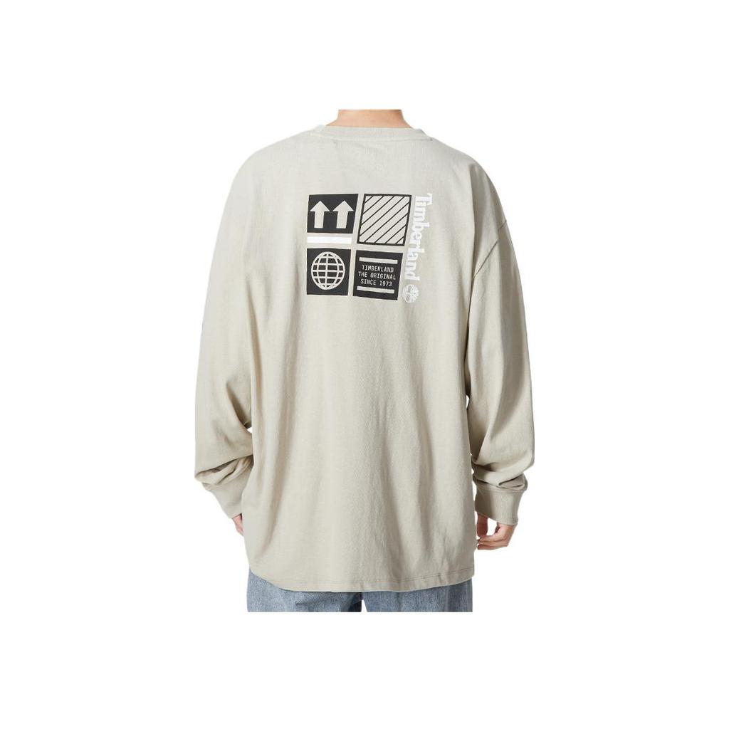 Timberland Letter Print Pattern Crew Neck Pullover Long Sleeve T-Shirt Men Tops Gray A5VJS-CY2