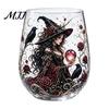 Creative Holiday Gift Fantasy Witch Glass Tea Cup, Gothic Crystal Ball Pattern Tumbler for Halloween Party Glassware Wine Juice, 320ml Vintage
