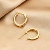 Geometric Hoop Earrings, Gold Plated Irregular Fluid Hinged Clicker, Waterproof Minimalist Jewelry for Women
