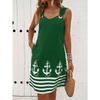 GMXIA Women's Fashion Summer Spring V-Neck Sleeveless Solid Color Print Casual Dresses