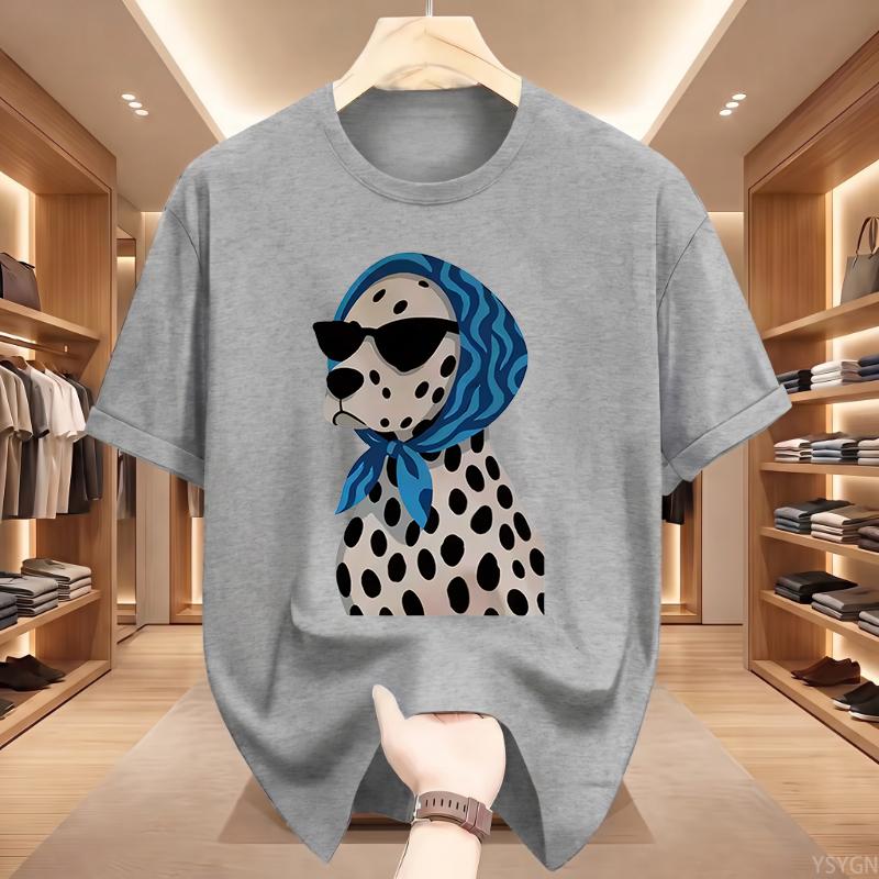 T-shirt Unisex Estiva Retrò con Stampa Dalmata per Donna e Uomo in Cotone Traspirante a Maniche Corte Top Oversize