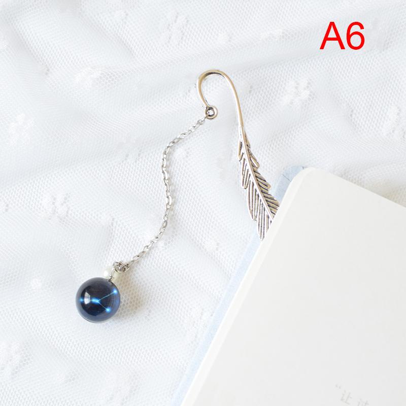 Noctilucent 12 Constellation Bookmark Ball Pendant Metal Book Mark School Supply