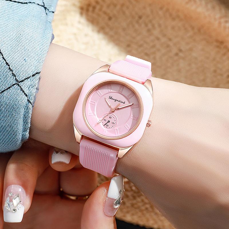 Women's Square Watch Casual Silicone Quartz Wristwatch Girls Clock Gift