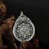 S925 Sterling Silver Tibetan Eight Treasures Compass Pendant Necklace for Men and Women