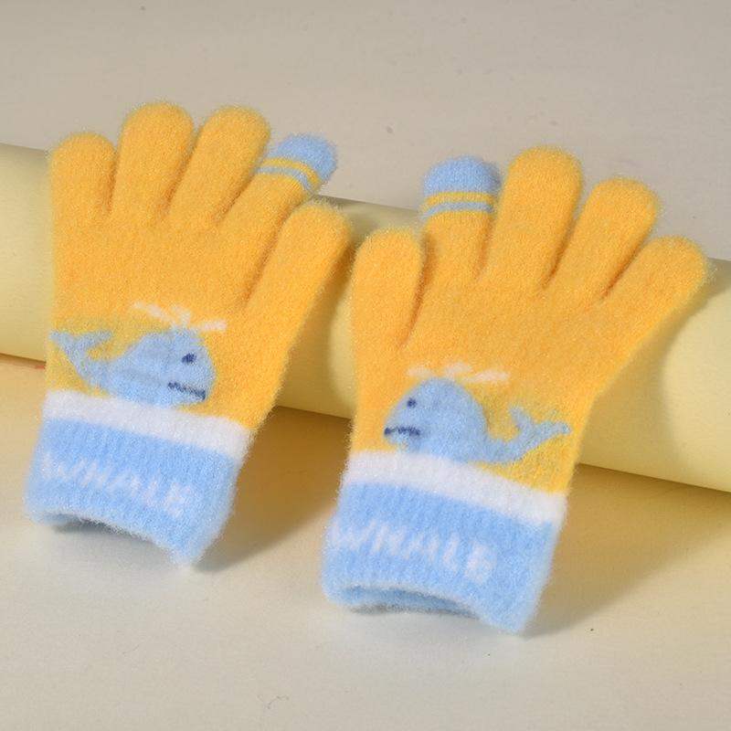 Children's gloves five-finger baby autumn and winter boys and children versatile warm knitted children's gloves winter warm gloves