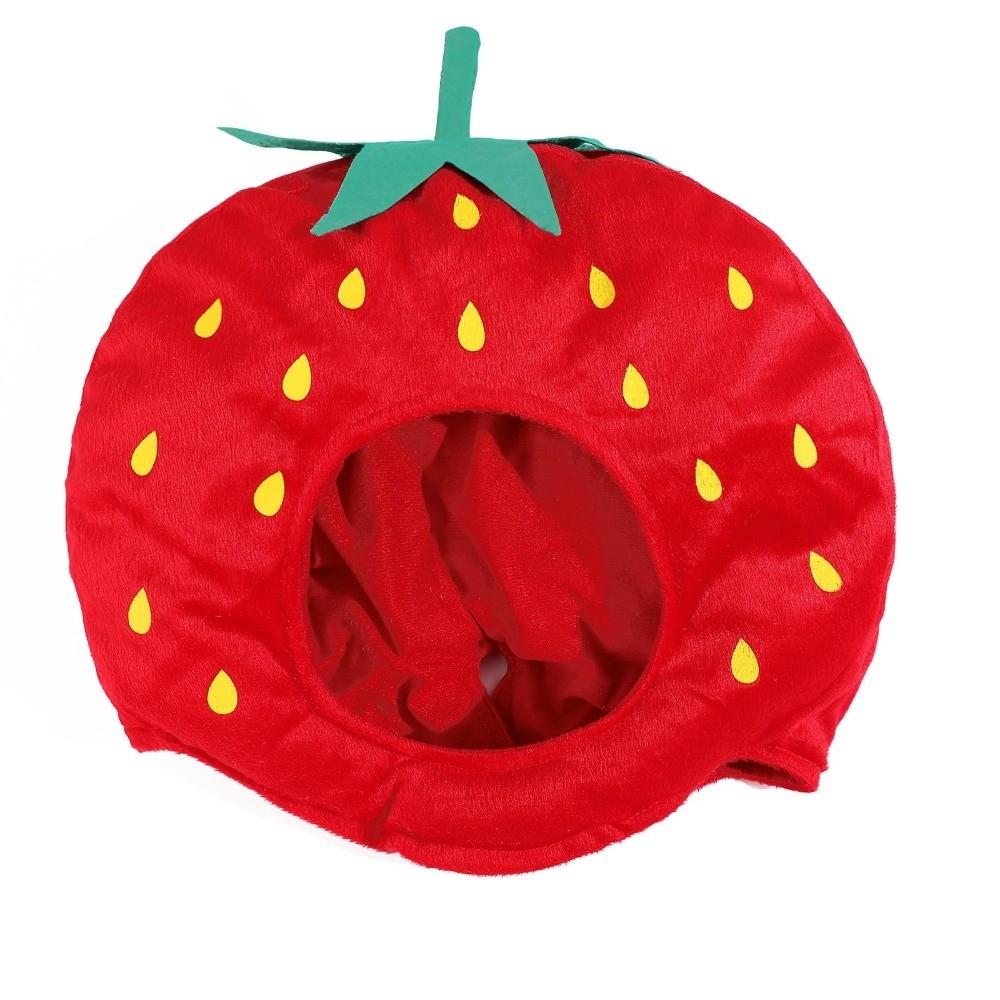 Red Plush Strawberry Hat Sweet Style Novelty Strawberry Cap Strawberry Headgear  Photography Props