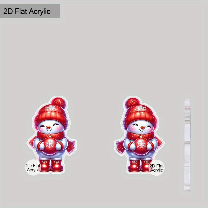 2D Flat Christmas Cartoon Christmas Hat Holding Ball Snowman Double-sided Pattern Earrings Jewelry Gift for Women Female