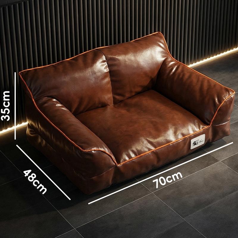 

Leather cat nest medium and small dog sofa cushion actual universal sleeping bed pet cat nest removable and washable pet sofabed коричневый